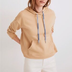 Madewell Tan Hoodie with tie-dye blue drawstrings - Size M